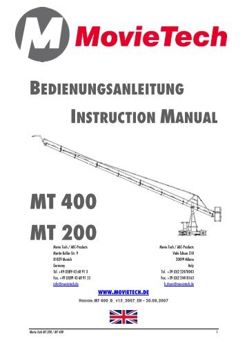 MT-400 ENG AUG07 - Movie Tech AG Germany