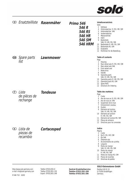 Primo 546 / R / RS / HR / SM / HRM - Eduard Ruf GmbH