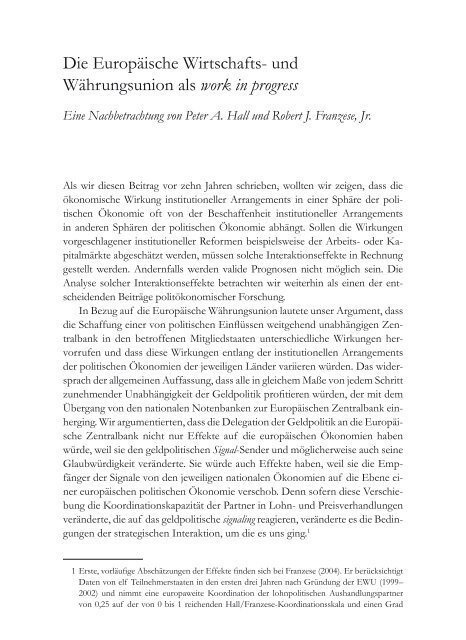 Die Politische Ökonomie der europäischen Integration - MPIfG