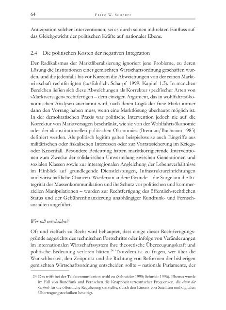 Die Politische Ökonomie der europäischen Integration - MPIfG