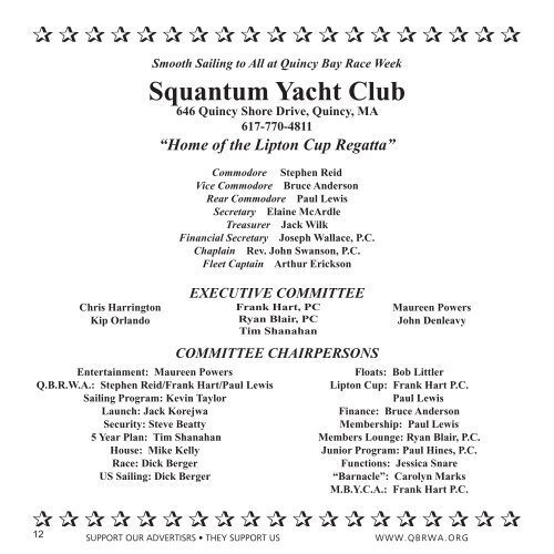 BRAINTREE YACHT CLUB - Quincy Bay Race Week Association