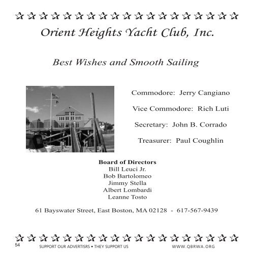 BRAINTREE YACHT CLUB - Quincy Bay Race Week Association