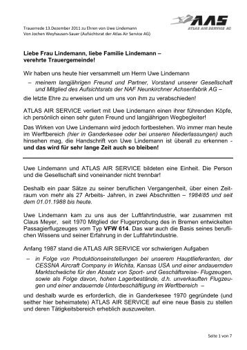 verehrte Trauergemeinde! - Atlas Air Service