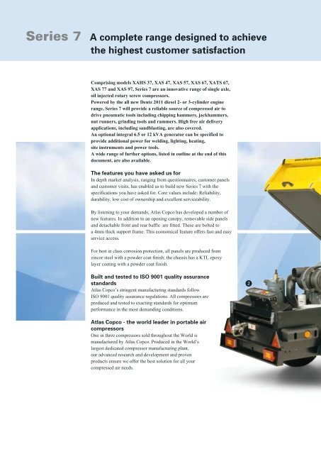 Atlas Copco Portable air compressors Series 7, - Plant Hire UK Limited