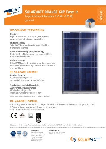 SOLARWATT ORANGE 60P Easy-In - MP-Tec