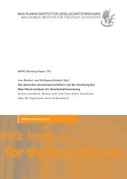 Die deutschen Sozialwissenschaften und die Gründung des ... - MPIfG
