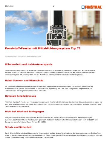 www.finstral.de - Kunststoff-Fenster mit Mitteldichtungssystem Top 72