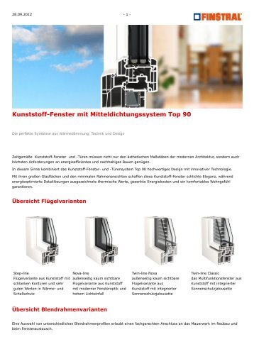 www.finstral.de - Kunststoff-Fenster mit Mitteldichtungssystem Top 90