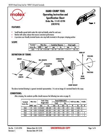 HAND CRIMP TOOL Operating Instruction and Specification ... - Molex