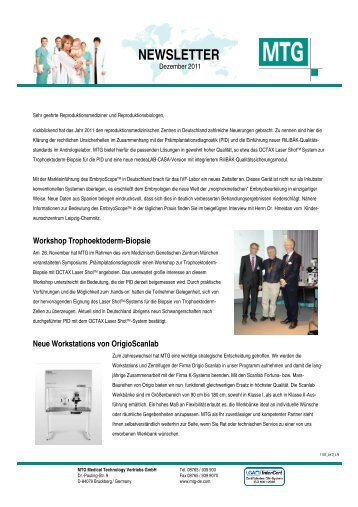 NEWSLETTER - MTG - Medical Technology Vertriebs-GmbH