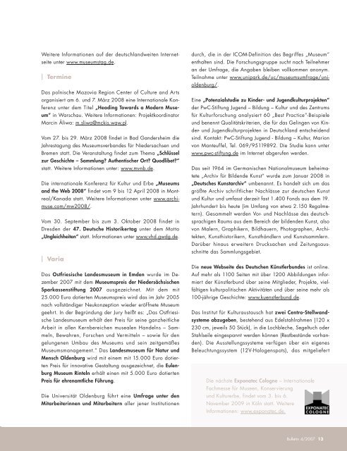 Bulletin - Deutscher Museumsbund