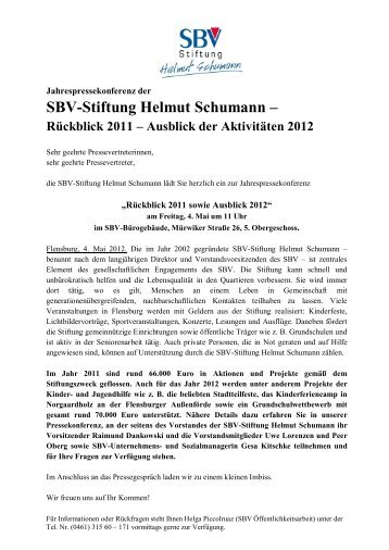 SBV-Stiftung Helmut Schumann – Rückblick 2011 – Ausblick der ...