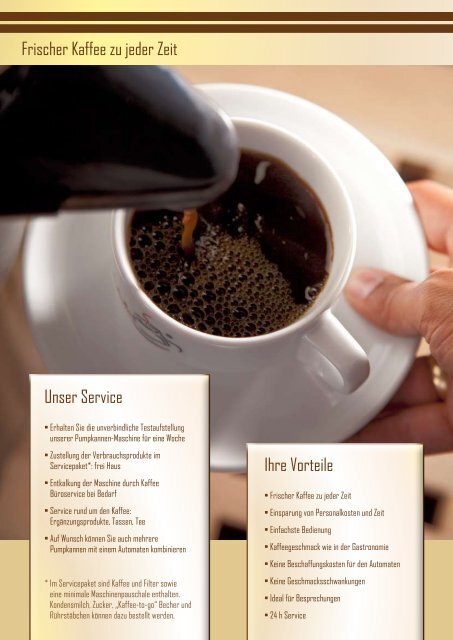 Kaffee Pumpkannen System - Kaffee Büroservice