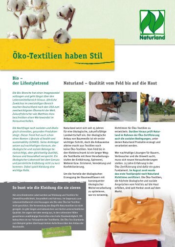 Info-Flyer Öko-Textilien haben Stil (pdf-Datei  - Naturland