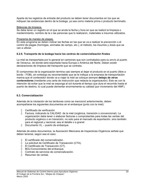 Manual de Sistemas de  Control Interno para Apicultura ... - Naturland