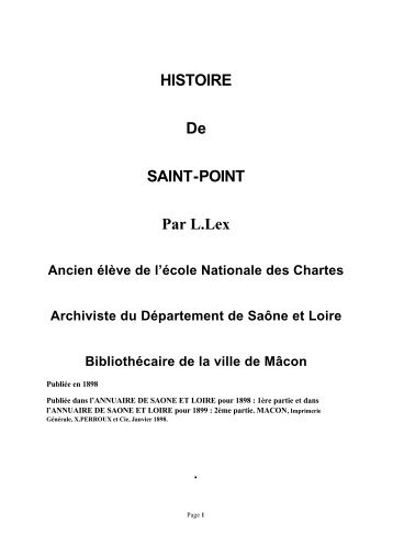 HISTOIRE De SAINT-POINT Par L.Lex Ancien ... - mairie.stpoint.fr...