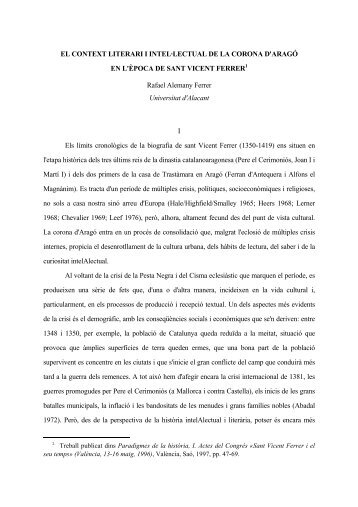 EL CONTEXT LITERARI I INTEL·LECTUAL DE LA CORONA ... - RUA