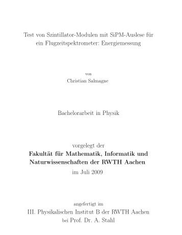 Test von Szintillator-Modulen mit SiPM-Auslese für ein ... - Physik