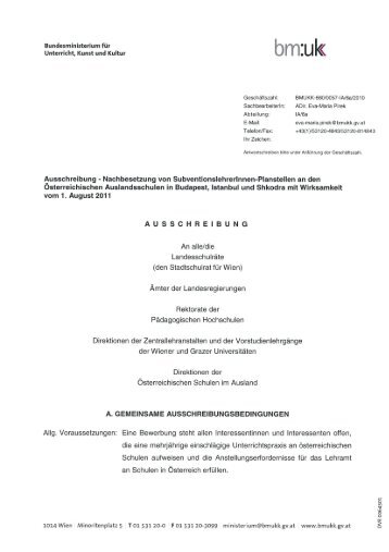 Ausschreibung - Nachbesetzung von Subventionslehrerlnnen ...