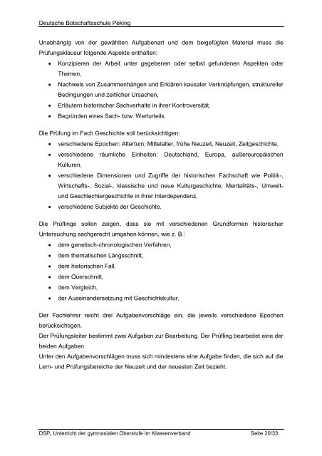 gymnasialen Oberstufe im Klassenverband - Deutsche ...