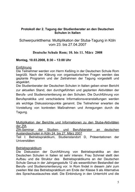 10. bis 11. März 2008 - Deutsche Schule Rom