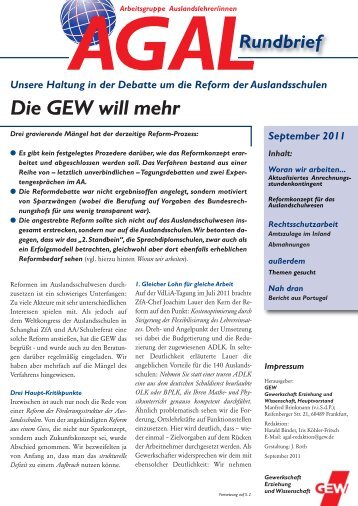 AGAL-Rundbrief September 2011 - GEW