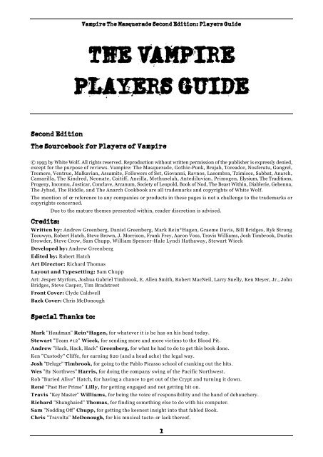 VAMPIRE PLAYERS - Faalor