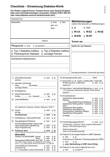 Checkliste - Diabetes Zentrum Mergentheim