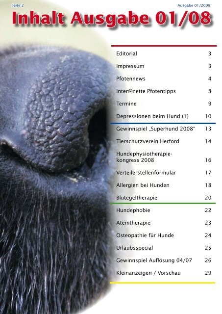 Pfoten-News Tierheilkundezentrum Bad Driburg Kalender 2008