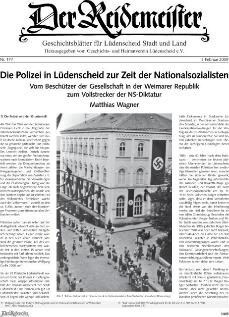 Die Polizei in Lüdenscheid zur Zeit der Nationalsozialisten