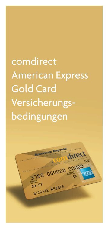 comdirect American Express Gold Card Versicherungs- bedingungen