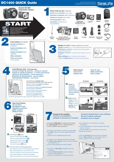 DC1400 Pioneer Quick Guide - Fold Down - Sealife Cameras