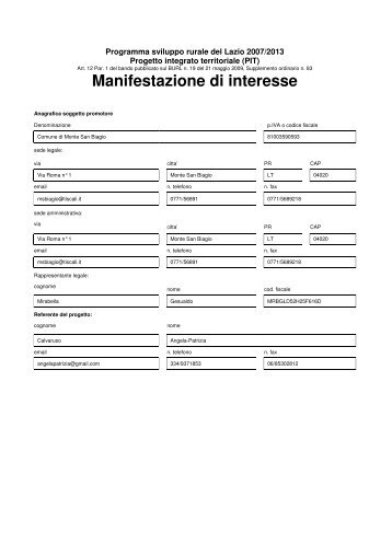 Manifestazione di interesse - Agricoltura - Regione Lazio