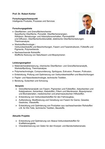 Prof. Dr. Robert Kohler - Hochschule - Hochschule Reutlingen