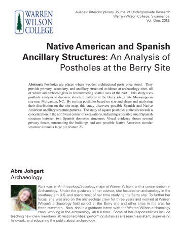 Native American and Spanish Ancillary Structures - Warren Wilson ...