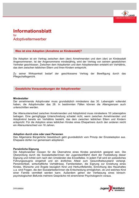 Informationsblatt - Jugendwohlfahrt