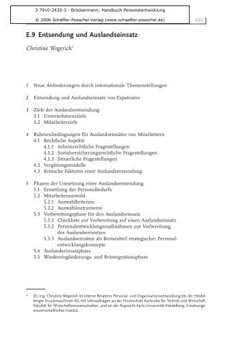 Entsendung und Auslandseinsatz - Schäffer-Poeschel Verlag GmbH