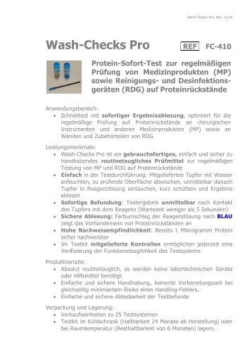 Wash-Checks Pro REF FC-410 Protein-Sofort-Test zur ... - medi-pro