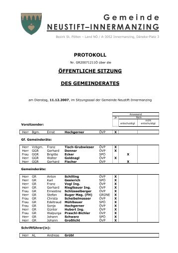 PROTOKOLL - Neustift-Innermanzing