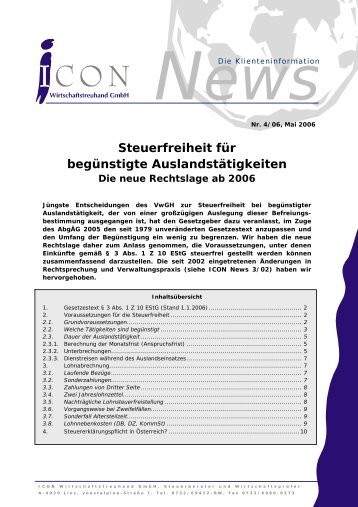 Steuerfreiheit für begünstigte Auslandstätigkeiten - ICON ...