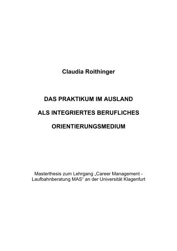 Claudia Roithinger DAS PRAKTIKUM IM AUSLAND ALS ...