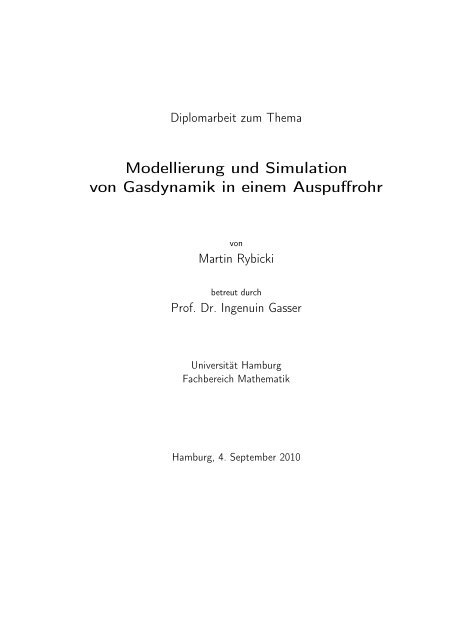 Modellierung und Simulation von Gasdynamik in einem Auspuffrohr
