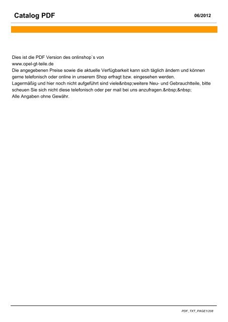 Catalog Pdf Opel Gt Teile De