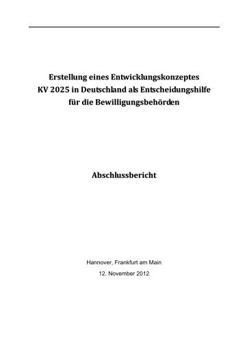 Erstellung eines Entwicklungkonzeptes KV 2025 in Deutschland als