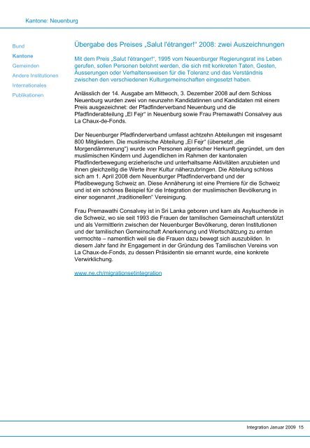 Newsletter "integration" Nr. 1 / Januar 2009 - Bundesamt für ...