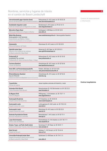 Nombres, servicios y lugares de interés en el ... - Integration BS/BL