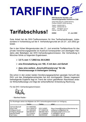 Tarifabschluss! - DHV-Deutscher Handels- und ...