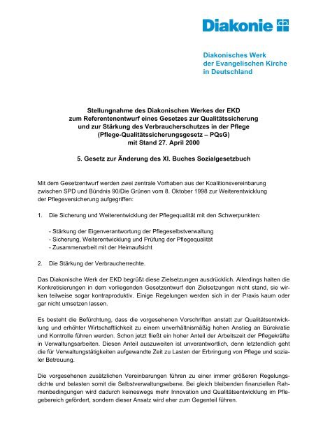 Stellungnahme (PDF, 83 KB) - Diakonie Deutschland