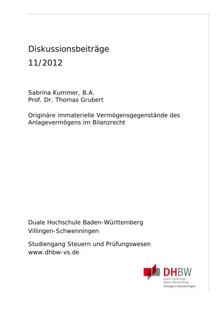 Diskussionsbeiträge 11/2012 - DHBW Villingen-Schwenningen