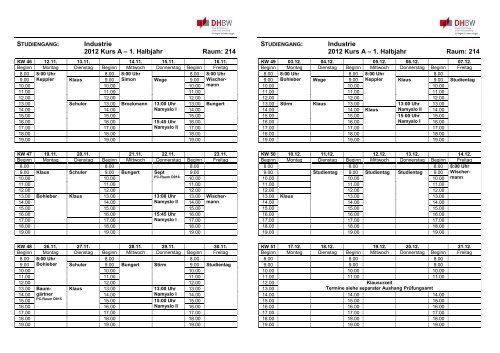 Kurseinteilung WIN 2012 A - DHBW Villingen-Schwenningen
